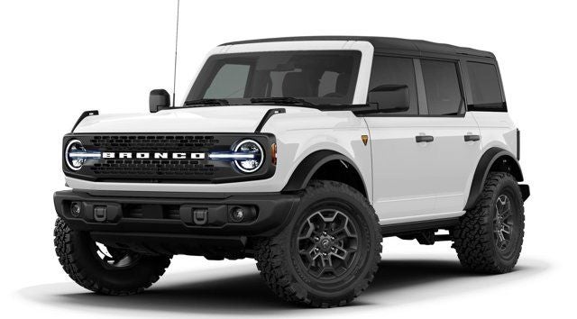 2026 Ford Bronco Badlands in Oxford White — front three-quarter view