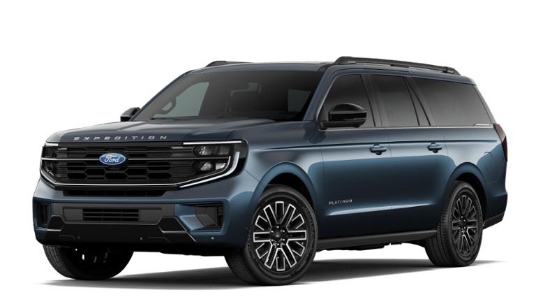 2027 Ford Expedition Max Platinum in Blue — front three-quarter view