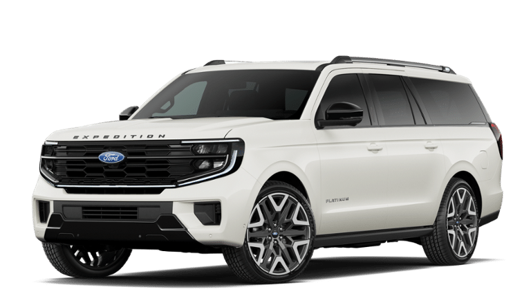 2027 Ford Expedition Max Platinum in White — front three-quarter view