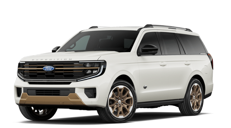2027 Ford Expedition King Ranch in White — front three-quarter view