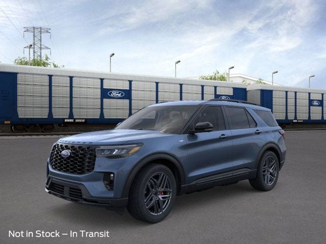 2026 Ford Explorer ST-Line in Vapor Blue — front three-quarter view