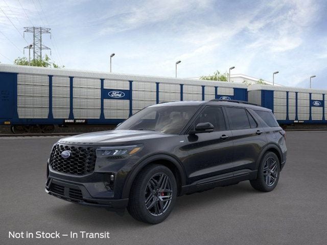 2026 Ford Explorer ST-Line in Black Metallic — front three-quarter view