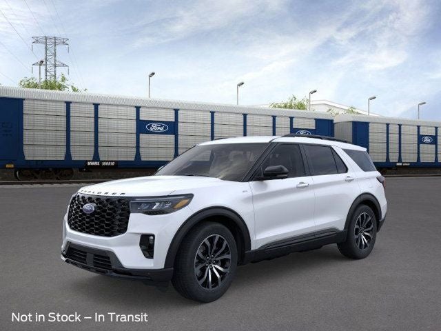 2026 Ford Explorer ST-Line in White Metallic — front three-quarter view