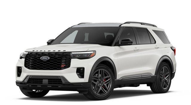 2026 Ford Explorer ST in White Metallic — front three-quarter view