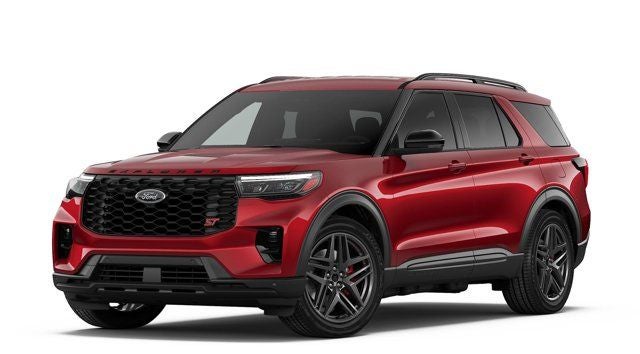 2026 Ford Explorer ST in Red Metallic — front three-quarter view