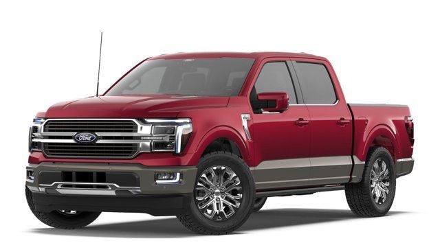 2026 Ford F-150 King Ranch in Ruby Red — front three-quarter view