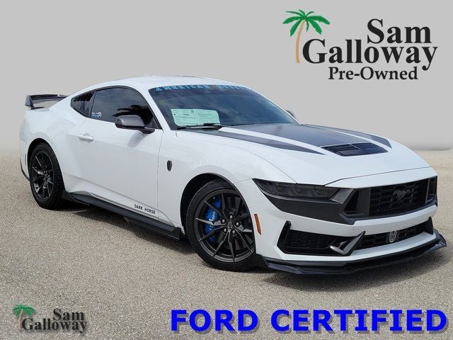 2024 Ford Mustang Dark Horse in Oxford White — front three-quarter view