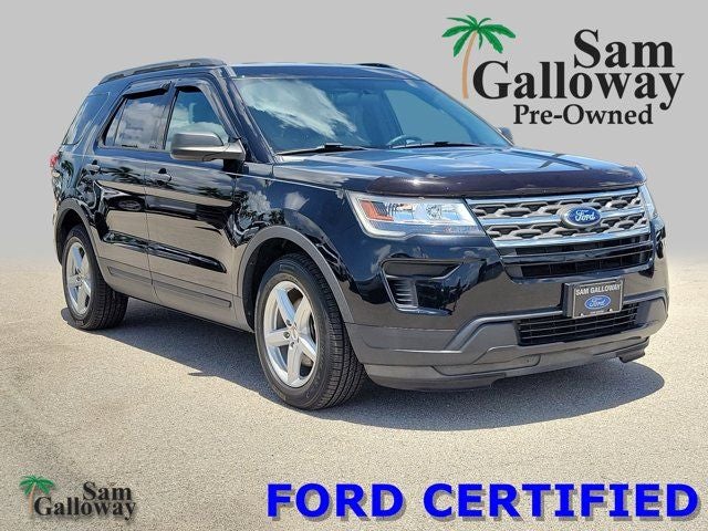 2018 Ford Explorer Base in Shadow Black — front three-quarter view