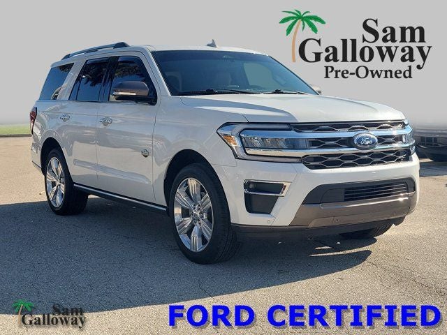 2024 Ford Expedition King Ranch in White Metallic — front three-quarter view