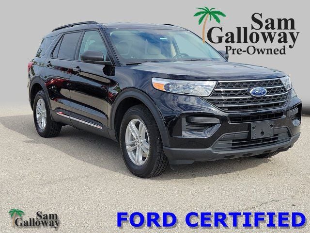2022 Ford Explorer XLT in Black Metallic — front three-quarter view