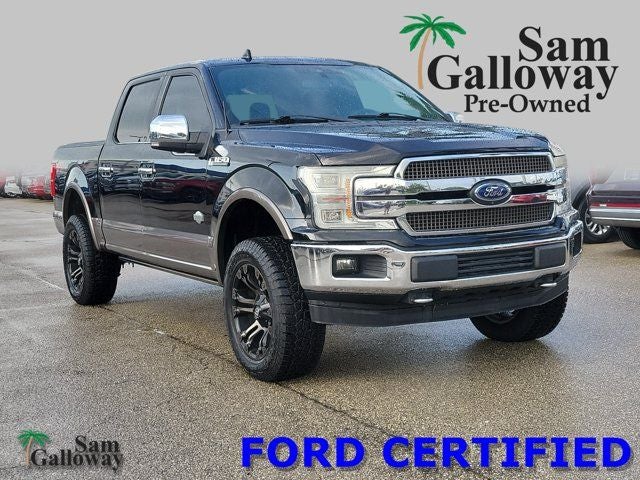 2018 Ford F-150 King Ranch in Shadow Black — front three-quarter view