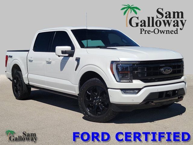 2023 Ford F-150 Platinum in White Metallic — front three-quarter view