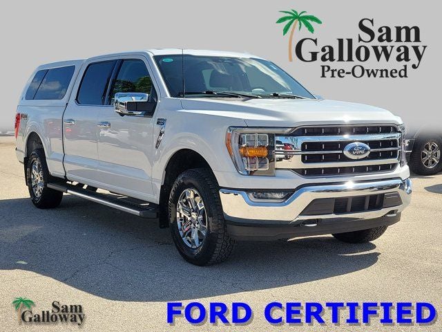 2023 Ford F-150 Lariat in Oxford White — front three-quarter view