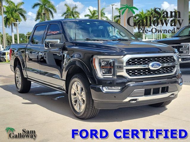 2023 Ford F-150 Platinum in Black Metallic — front three-quarter view
