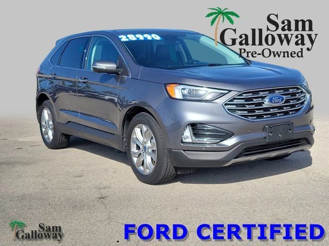 2022 Ford Edge Titanium in Gray Metallic — front three-quarter view