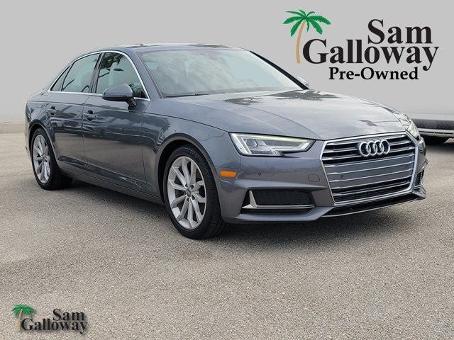 2019 Audi A4 2.0T Premium Plus in Monsoon Gray Metallic — front three-quarter view